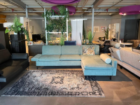 Brühl - Ecksofa Alba System M Stoff 3613 32 Grün Blau Winkelfuß Schwarz Mit Kopfstützbügel Und Kissen - 7