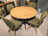 Niehoff - 4er-Set Stuhl Linea Dining Trend Time Stoff Malera L Olive Grün Gestell Wildeiche Geölt Fest - 6