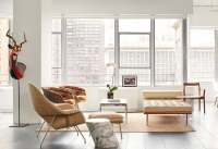 Knoll International - Liege Daybed Barcelona Leder Espania Fargo Weiß Gestell Esche Nussbaum Gebeizt Füße Stahl Poliert - 2