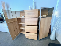 Wimmer - Sideboard Saluto Asteiche Bianco Geölt Glaselemente Braunglas Inklusive LED Beleuchtung - 4
