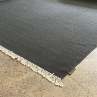 Kvadrat - Teppich Vintage Kelim Plain Schurwolle Mit Fransen Grau 200x300 - 2