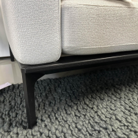 Bielefelder Werkstätten - Sofa Spirit BW155-3006 Stoff Mara Weiß Metallfuß Schwarz Matt mit Rückenbügel und Kissen - 12