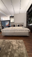 Schramm - Bett Mind Stoff Lino 2210 Light Grey Grau Füße Metall Schwarz Inklusive Matratzen Anthea - 9