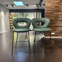 KFF - 2er-Set Thekenstuhl Alice Leder Belo Grünspan Gestell Metall Schwarz Pulverbeschichtet - 5