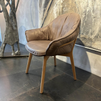 Freifrau - 3er-Set Armlehnstuhl Marie Leder Braun Gestell Holz Eiche - 6