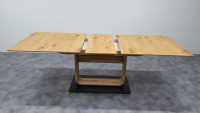 K+W - Tisch 5230 2D Ausziehbar Platte Asteiche Echtholzfurnier Gestell Eiche Bodenplatte Metall Schwarz - 4