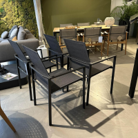 Barlow Tyrie - 4er-Set Stapelstuhl Mercury Bespannung Sunbrella Sling Charcoal Schwarz Gestell Edelstahl Graphite Carbon Schwarz - 4