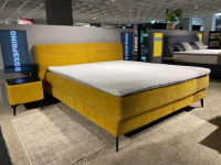 Hukla - Boxspringbett Highland R Stoff Maranta Curry Gelb Fuß W010 Metall Schwarz Inklusive Nachtkonsolen - 6