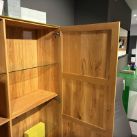 Scholtissek - Highboard Geschirrschrank Novus Glas Glänzend Zinkgelb Gelb Korpus Knorrige Eiche, Gestell Sockel 5 cm, schwarz - 8