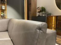 Rom - Ecksofa MR 9120 R Leder Kenia Grey Grau Füße 01BL Black Schwarz - 4