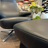 Poltrona Frau - Sessel Jay Lounge Leder SC 30 Africa Nero Schwarz Gestell Aluminium Poliert Mit Verstellung - 6