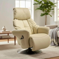 himolla - Sessel 7417 Easy-Swing Leder Longlife Auster Creme Tellerfuß Metall Edelstahloptik Inkl. 2-Motorische Aufstehhilfe - 3