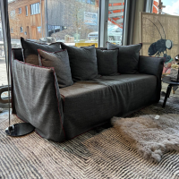 Gervasoni - Sofa Ghost 10 Stoff C Trama Aneto Grau Inklusive Kissen - 4