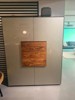 Scholtissek - Geschirrschrank Floatglas Beige Grau Nussbaum Gebeizt - 6
