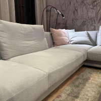 Walter Knoll - Ecksofa Grand Suite Stoff Lino 7707 Shadow Grau Beige Untergestell Massivholz Schwarz Lackiert Inkl. Ablage Leder Saddle Coffee Braun - 18