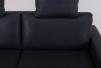 Werther - Sofa Variation 108 Leder L7060C Dunkelblau Füße Edelstahlkufen Silber Inklusive Kopfteilkissen - 10