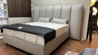 Schramm - Bett Nuvola Stoff Mario 3150 Light Grey Grau Füße Buche Schwarz Lackiert Inklusive Matratzen - 9