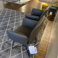 COR - 3er-Set Armlehnstuhl Jalis Leder Dura 171 Anthrazit Drahtgestell Metall Schwarz Mit Hohem Rücken Und Filzgleitern - 8