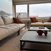 B&B Italia - Elementgruppe Nooch Stoff Lamone Weiß Quadrat Ziegelmuster Profil Lola Weiß Gestell Graphit Lackiert Inklusive Couchtische - 5