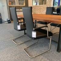Tecta - 4er-Set Kragstuhl D26 1 PE Leder Schwarz Gestell Tube Aplati - 3