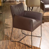 Musterring - Seating group Picara Leather 3 Lomé Anthracite And Fabric VI Hugo Mustard Yellow Frame Metal Black - 2