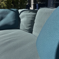 Cassina - Outdoor Sofa Esosoft Polster Stoff Laguna Small Oceano Grün Blau Geflecht Kunstfaser Gestell Metall Beschichtet Weiß Mit Kissen - 2