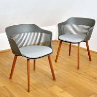 DEDON - 2er Set Armlehnstuhl Aiir Kunststoff Pepper Grau Füße Teak - 5