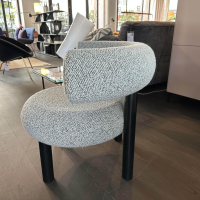 Tom Dixon - Sessel Fat Lounge Stoff Storr 0612 D Grau Gestell Stahl Schwarz - 6