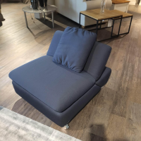 W. Schillig - Ecksofa 15278 Taoo Stoff W6128 Blau Metallfüße Matt Gebürstet Mit Kopfteilverstellung Und Hocker - 6