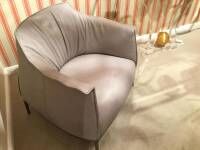 Poltrona Frau - Sessel Archibald Leder Century Talco Grau Gestell Verchromt - 5
