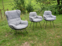 Freifrau - 2er Set Stuhl Leyasol High Stoff Lopi Cloud Drahtgestell ME001 Schwarz Mit Kunststoffgleitern - 4