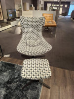 Hukla - Relaxsessel CP02 Stoff Caro Aqua Beige Blau mit Hocker - 2