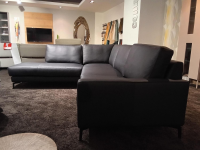 Contur - Ecksofa Cuneo 100 Wildanilinleder 2 70 Anthrazit Schwebefuß Ellipse Metall Schwarz Matt - 2