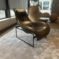 B&B Italia - Relaxsessel Mart MPRN1 Leder KS153 Kasia Anthrazit Traggestell Schwarz Lackiert Mit Kopfstütze - 2
