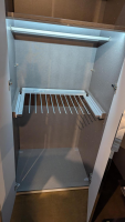 Nolte - Schrank Horizont 110 Front Glas G71 Seidengrau Grau Weiß Korpus Polarweiß Weiß Innen Leinenoptik Twist - 6