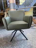 MCA Furniture - 2er-Set Armlehnstuhl XXL Wilson Leder Olive Metall Schwarz - 4