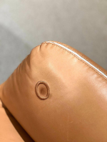 COR - Sessel Jalis Leder 922 Cognac Nahtband Stoff Kitt Telleferfuß Stahl mit Hocker - 5