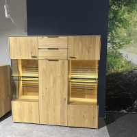 Wöstmann - Highboard Solana Wildeiche Massiv Soft Gebürstet Lamellen Akzent Inkl. Beleuchtung - 6