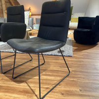 KFF - 6er Set Stuhl Leder Rawhide Black 356 Schwarz Grau Gestell Struktur Anthrazit M23 - 9