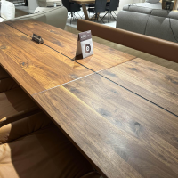 Team 7 - Essgruppe Nox Nussbaum Wildsortierung Leder Sepia Braun Gestell Schwarz Matt Tisch Ausziehbar - 3