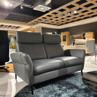 Natura - Garnitur Sofa Fresno Leder Mercury Blue Grey Blau Grau Metallfuß Schwarz Matt Mit Motorischer Relaxfunktion - 9