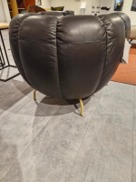 Brühl - Armchair Magnolia 1 Leather 56669 10 Lama Brown Feet Metal Gold-colored Powder-coated - 5