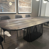 Janua - Esstisch BC07 Basket Platte Lärche Geköhlt Braun Gestell Metall RAL9005 Tiefschwarz Schwarz - 7