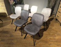 Habufa - 6er Set Stuhl Semmi Lederfaserstoff Taurus Offblack Schwarz Grau Und Kiesel Grau Gestell Metall Schwarz - 6