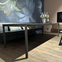 Janua - Tisch S600 Platte Eiche Geräuchert Anthrazit Geölt Und Gebürstet Gestell Rohstahl Lasur Double Brand Color Schwarz - 5