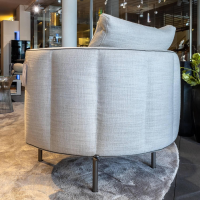Minotti - Sessel Torii Medium Stoff Dry Col. 02 Ecru Keder Eco Leder Fumo - 4