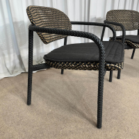 DEDON - 2er Set Stuhl Chair Roll Roii Sitz Kunststoffgeflecht Braun Gestell Aluminium Schwarz - 9