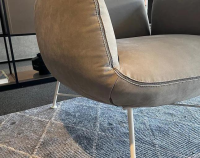 COR - Clubsessel Jalis Leder Nubuk 684 Grigio Grau Drahtgestell M03 Metall Weiß Gepulvert - 3