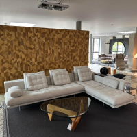 Vitra - Ecksofa Grand 3 Stoff 240 Corsaro Stone Melange Beige Füße Aluminium Poliert Inklusive Längliches Tablett Tray - 4