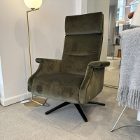 Bielefelder Werkstätten - Relaxsessel Dexter Stoff Amica Olivgrün Sternfuß Schwarz Matt mit motorischer Verstellung - 4